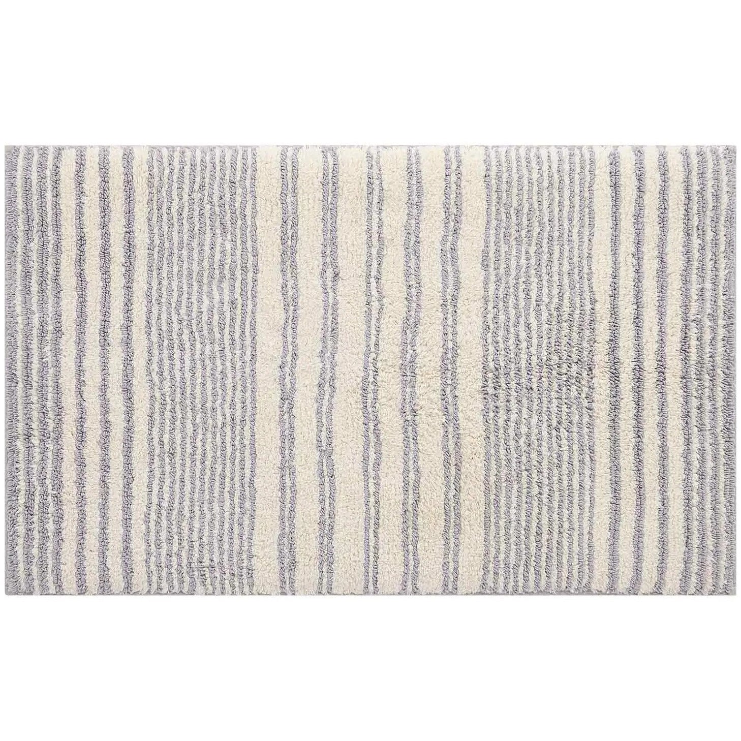 Coastal Nantucket blue and white stripe bath mat in size 21x34