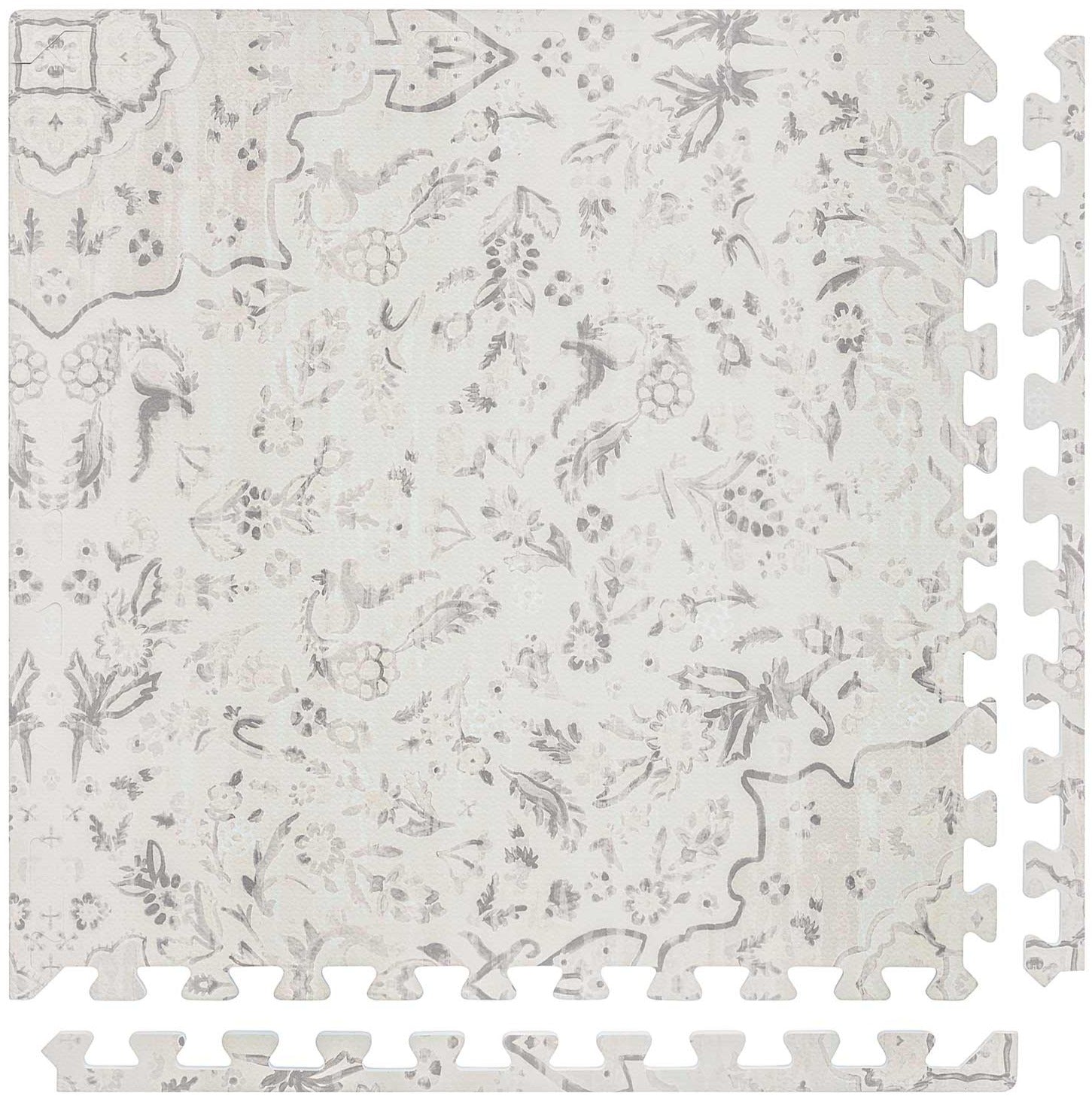 Emile Latte neutral floral play mat tile