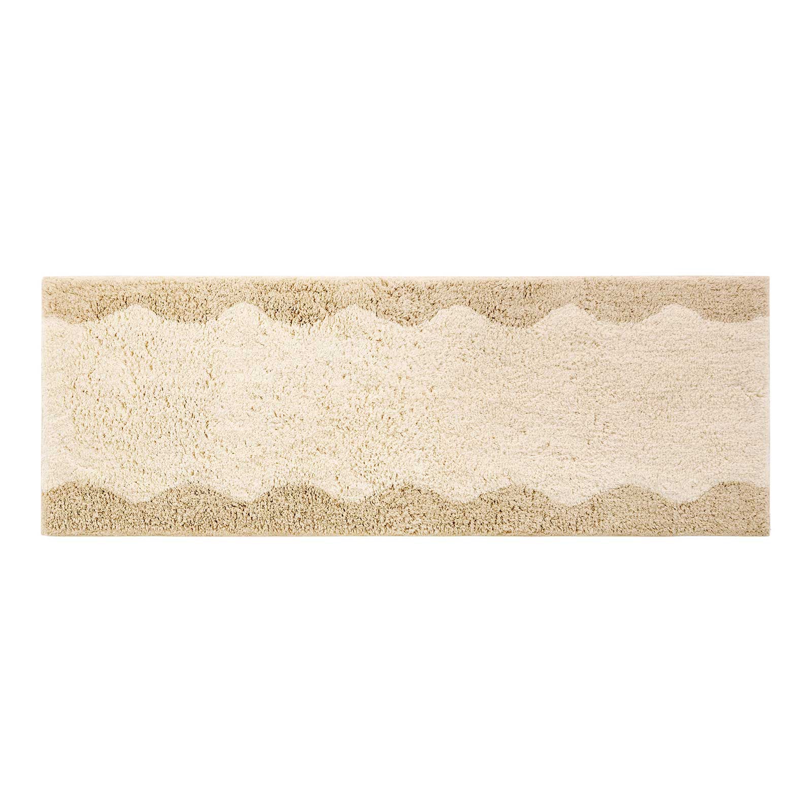 Harper au lait beige scallop print bath mat shown in size 21x58