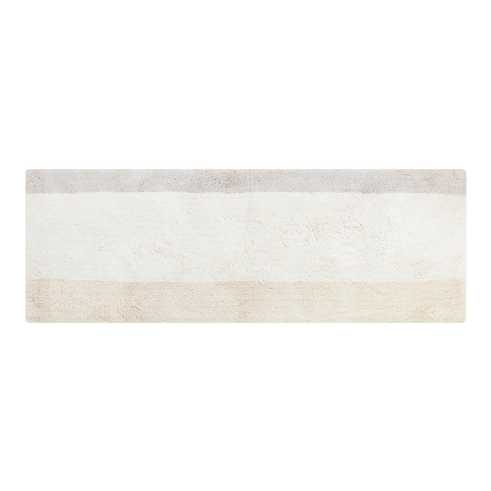 Riley Swan muted neutral stripe print bath mat in size 21x58