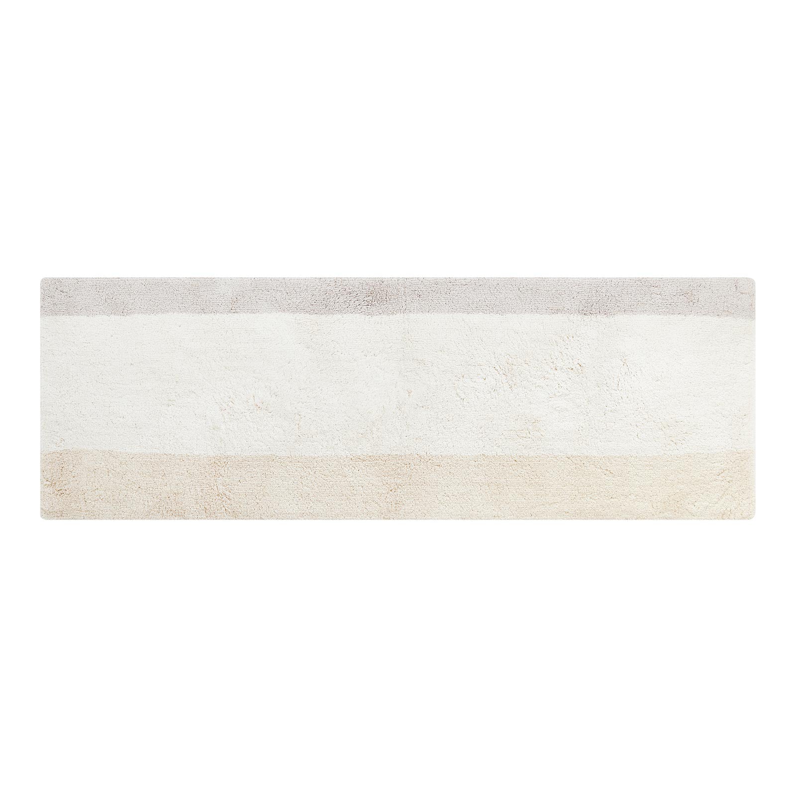 Riley Swan muted neutral stripe print bath mat in size 24x70