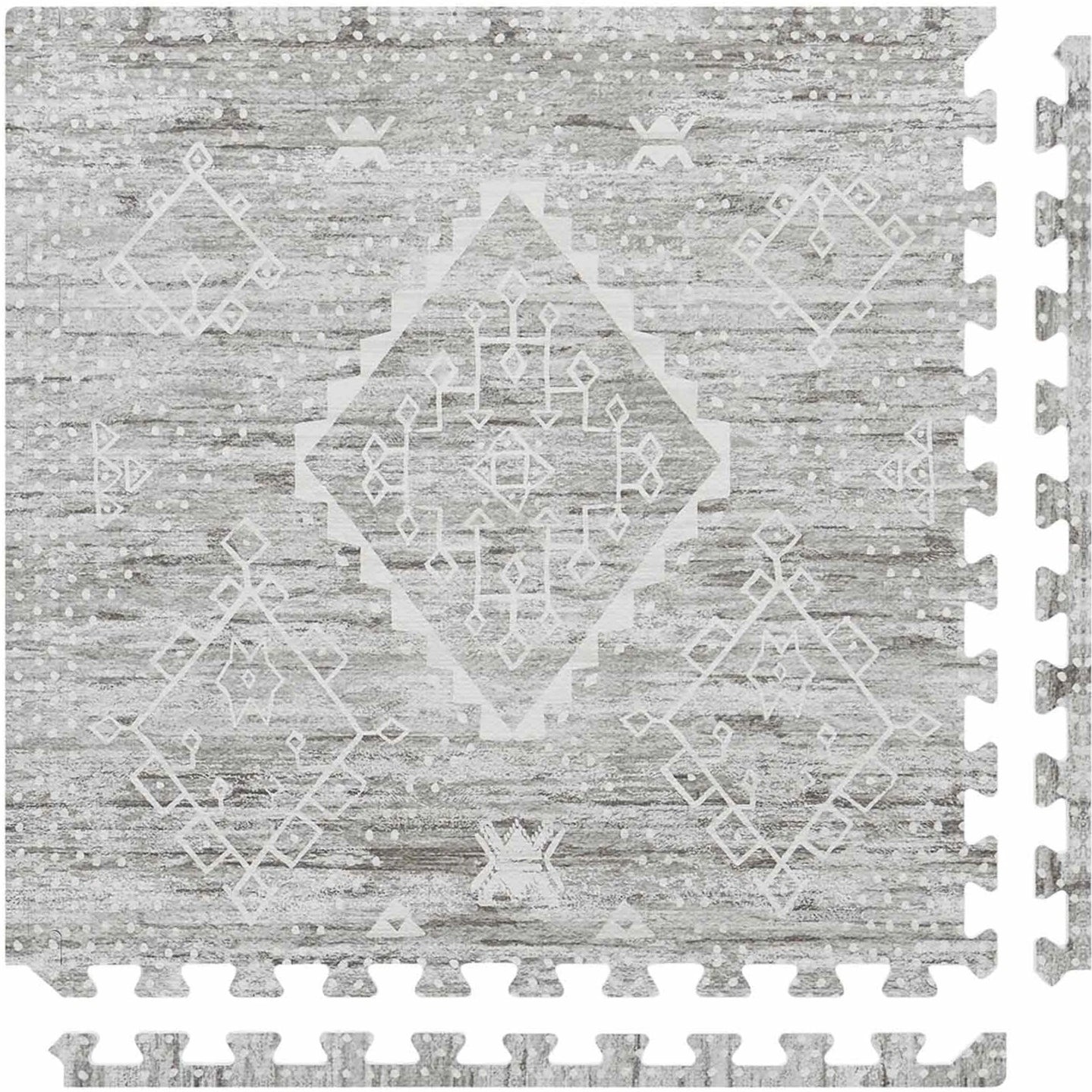 Ula willow neutral green boho print play mat tile 