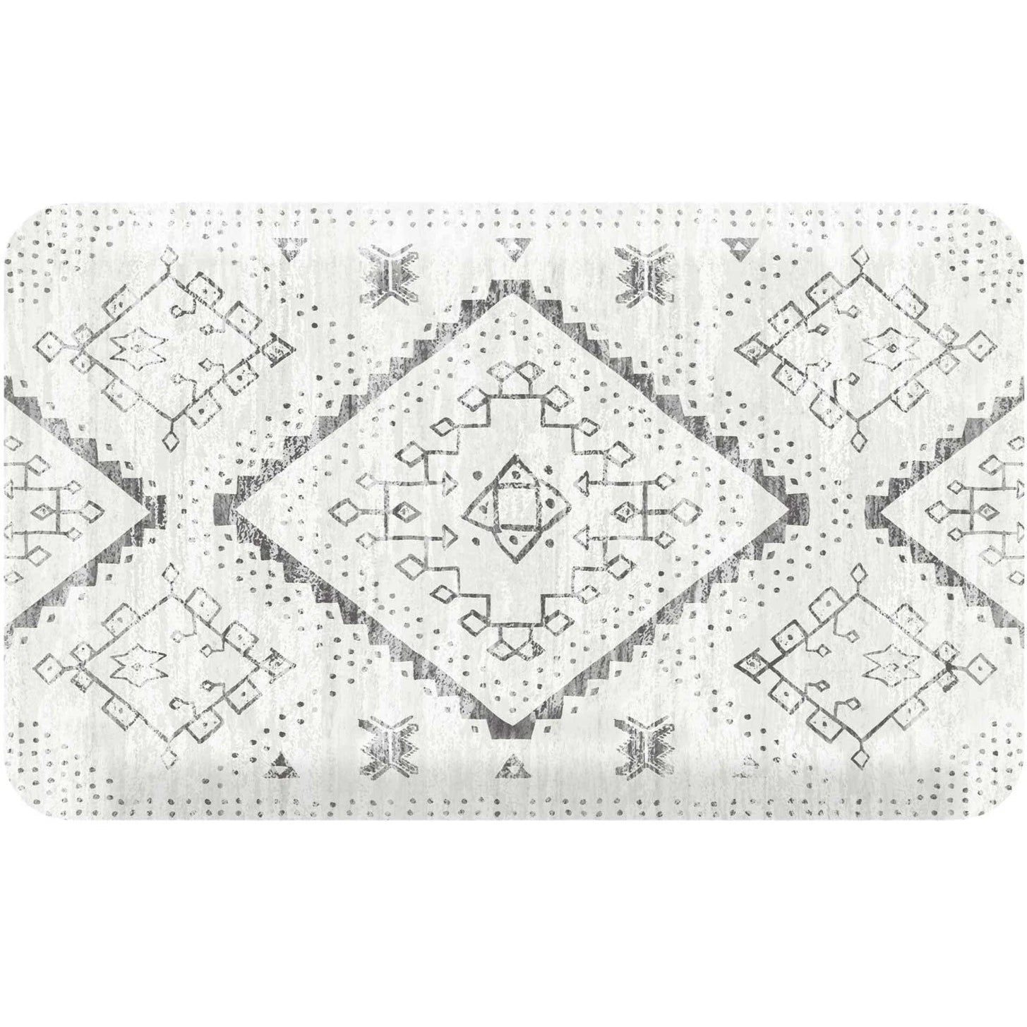 Ula avalon black and white boho print standing mat shown in size 22x36