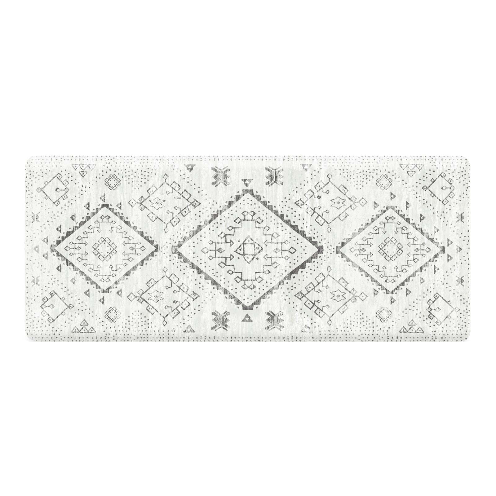 Ula avalon black and white boho print standing mat shown in size 30x72