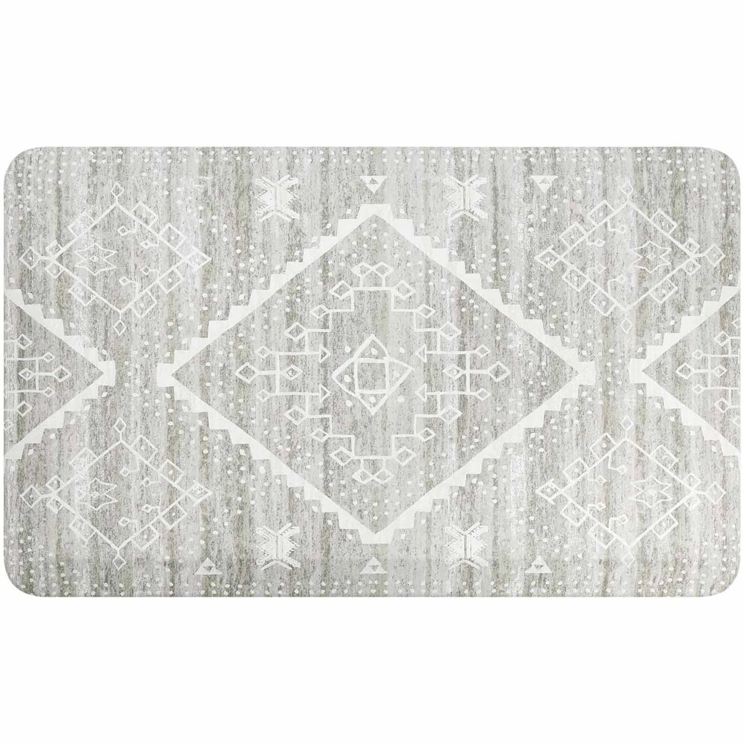 Ula Willow light green and white boho print standing mat shown in size 22x36