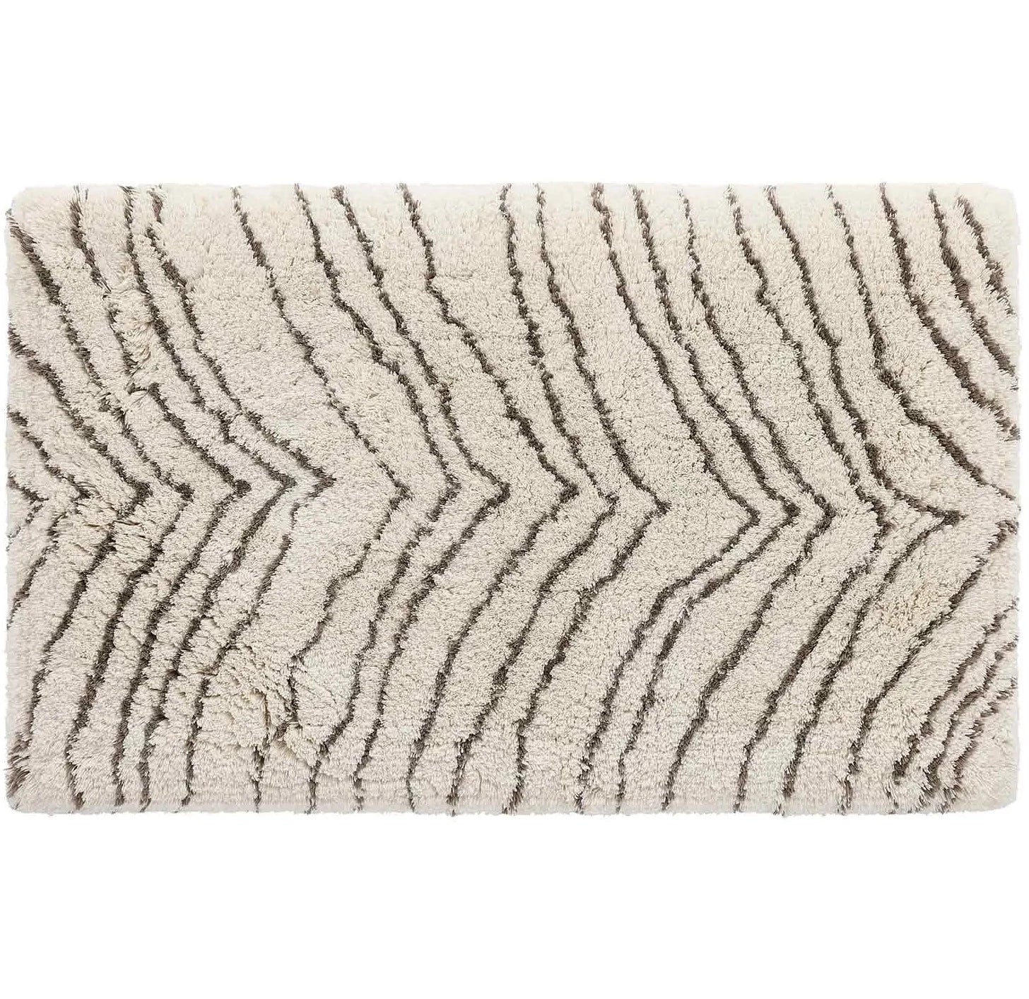 Zelda puffin cream and gray zebra print bath mat shown in size 21x34