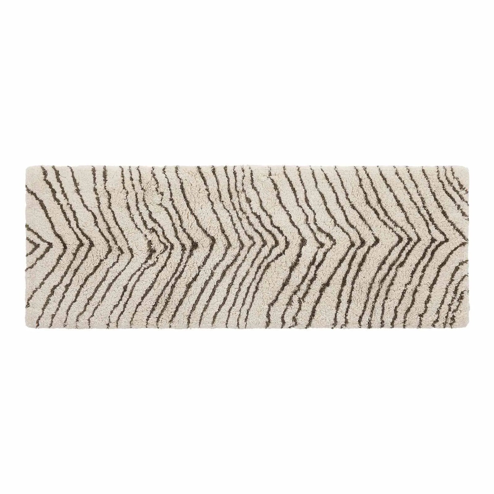 Zelda puffin cream and gray zebra print bath mat shown in size 21x58