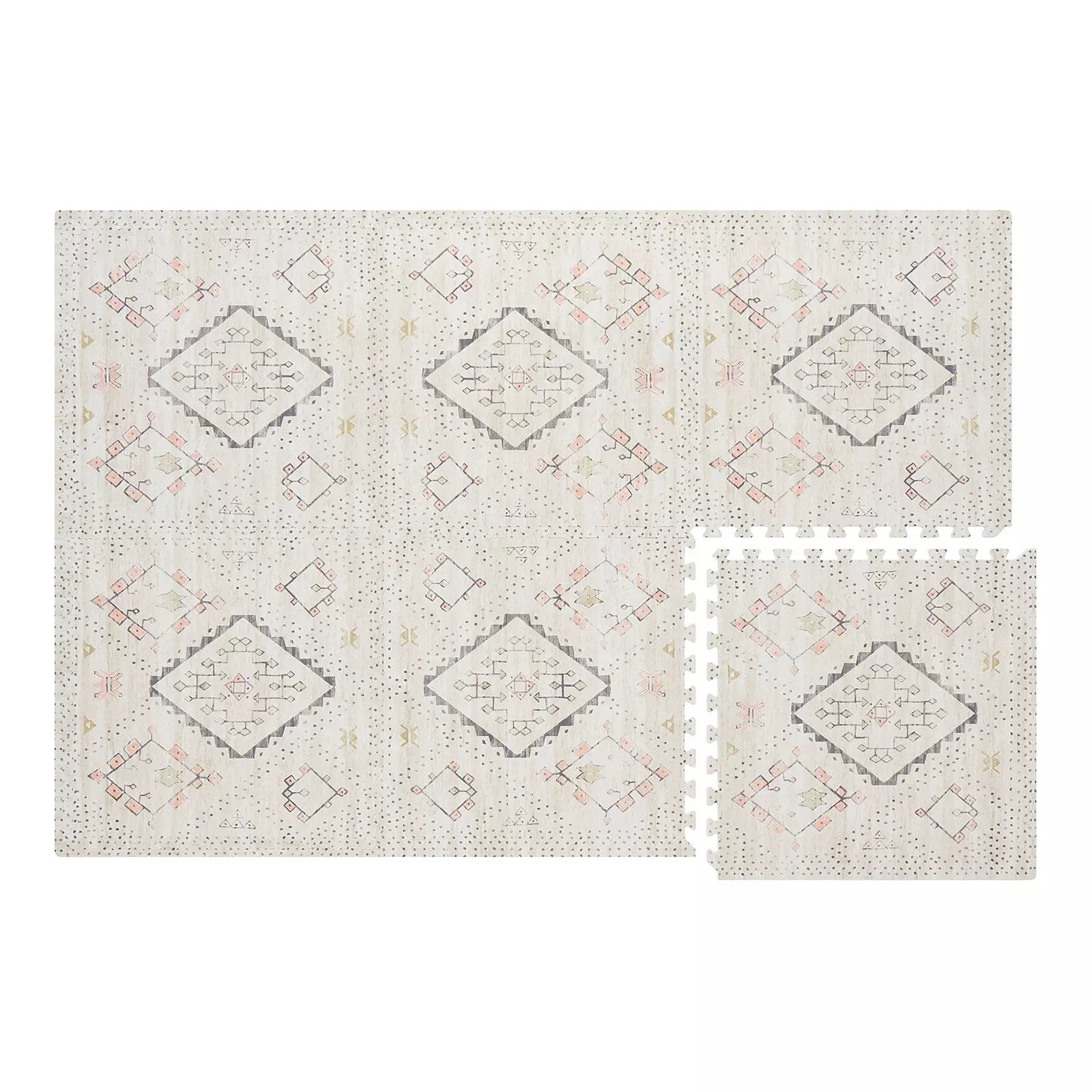 Oat Neutral Beige Minimal Boho Pattern play mat shown in the 4x6 size